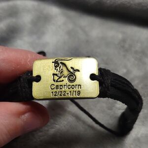 Capricorn Zodiac Bracelet - Black with Gold Plate